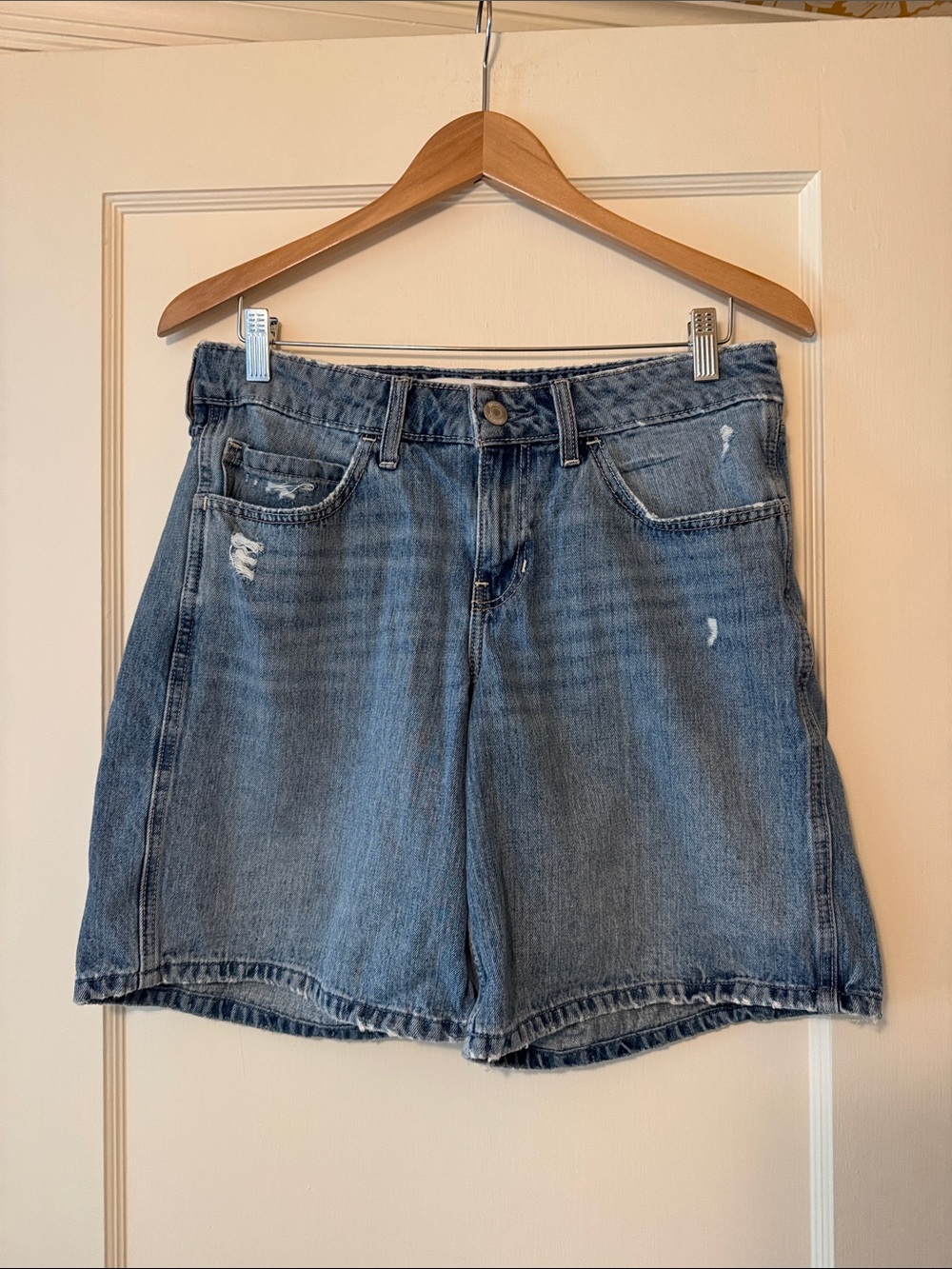 Hollister Blue Distressed High-Rise Denim Shorts